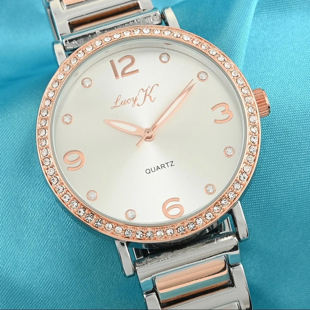 Lucy K Rosetone and Stainless Steel Bracelet Watch